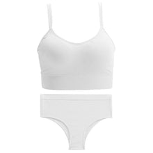 Load image into Gallery viewer, FINETOO Double Shoulder Strap Bra Set Seamless Crop Top Panties Suit Women Sexy Lingerie Female Underwear Wireless Bra Tank Top Bralette
