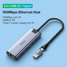 Load image into Gallery viewer, RJ45 Ethernet adapter with USB Hub and Gigabit Ethernet Port 1000Mbps【Type-C + USB 3.0 2-in-1 Dual Interface / with Type C power supply interface】