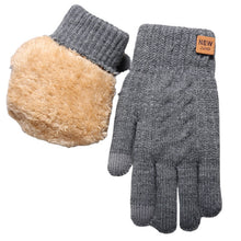 Load image into Gallery viewer, Double-Layer Men's Thickened Fleece-Lined Winter New Touch Screen Gloves Cold-Proof Warm Plush Knitted Gloves