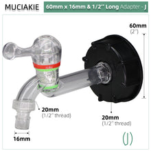 Load image into Gallery viewer, S60 Coarse Thread IBC Tank Tap Connecter x 16mm 1/2'' 3/4'' Water Coupling Adapter Garden Home Replacement Valve Fitting Faucet