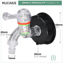 Load image into Gallery viewer, S60 Coarse Thread IBC Tank Tap Connecter x 16mm 1/2'' 3/4'' Water Coupling Adapter Garden Home Replacement Valve Fitting Faucet