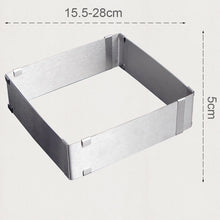 Load image into Gallery viewer, 1-2pcs/set Adjustable Mousse Ring Set Round&Square Stainless Steel Cake Baking Mold Birthday Wedding Cake Decorating Tools