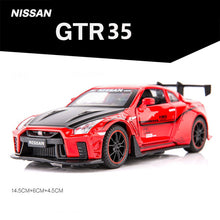 Load image into Gallery viewer, 1:32 Nissan GTR R35 R34 Sports Car Alloy Model Car Children Kids Toys Car Diecasts & Toy Vehicles Toy Cars Strong Pull-back Sound