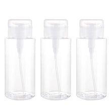 Load image into Gallery viewer, 3pcs 300ml Portable Empty Plastic Nail Polish Makeup Remover Bottle Liquid Clear Press Pumping Dispenser Container Storage Tool