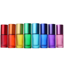 Load image into Gallery viewer, 5ml Portable Frosted Colorful Essential Oil Perfume Thick Glass Roller Vial Travel Refillable Rollerball Bottle