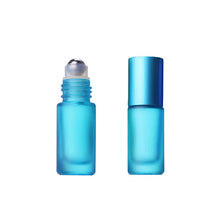 Load image into Gallery viewer, 5ml Portable Frosted Colorful Essential Oil Perfume Thick Glass Roller Vial Travel Refillable Rollerball Bottle