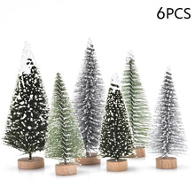 Load image into Gallery viewer, 1/5/6 Pcs Miniature Christmas Tree Small Artificial Sisal Snow Landscape Architecture Trees for Christmas Crafts Tabletop Decor