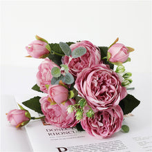 Load image into Gallery viewer, 2pcs 1 Bouquet 5 Big Head and 4 Bud Cheap Fake Flowers for Home Wedding Decoration Rose Pink Silk Peony Artificial Flowers