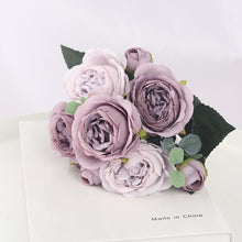 Load image into Gallery viewer, 1 Bouquet 9 heads Artificial Flowers Peony Tea Rose Silk Fake Flowers for Living Room Home Garden Wedding Decoration