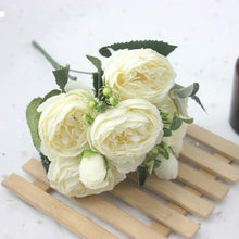 Load image into Gallery viewer, Bouquet 9 heads Artificial Peony Tea Rose Flowers Camellia Silk Fake Flower