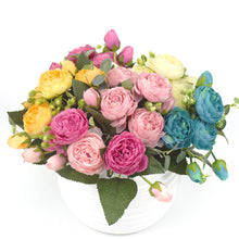 Load image into Gallery viewer, Bouquet 9 heads Artificial Peony Tea Rose Flowers Camellia Silk Fake Flower