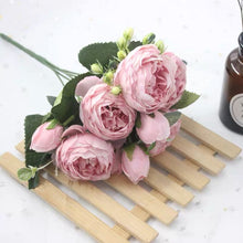 Load image into Gallery viewer, Bouquet 9 heads Artificial Peony Tea Rose Flowers Camellia Silk Fake Flower