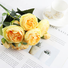Load image into Gallery viewer, 1 Bundle Silk Peony Bouquet Home Decoration Wedding Party Scrapbook Fake Plants Diy Pompons Artificial Roses Flowers