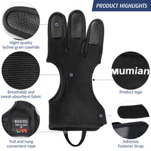 Load image into Gallery viewer, 1 Piece Outdoor Archery Gloves Shooting Hunting Leather Three Finger Protector Archery Protective Gear Accessories