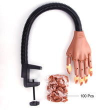 Load image into Gallery viewer, 1 Practice False Hand+100pcs Nail Tip Flexible Holder Adjustable DIY Nail Art Model Hand Manicure Tool Training Supply Movable