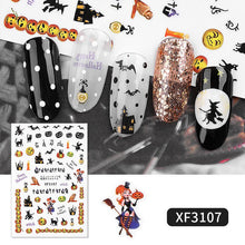 Load image into Gallery viewer, 1 Sheet Halloween Series Nail Sticker Pumpkin Lantern Skeleton Spider Vampire Decals For Nail Art DIY Decoration Tools