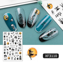Load image into Gallery viewer, 1 Sheet Halloween Series Nail Sticker Pumpkin Lantern Skeleton Spider Vampire Decals For Nail Art DIY Decoration Tools