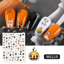 Load image into Gallery viewer, 1 Sheet Halloween Series Nail Sticker Pumpkin Lantern Skeleton Spider Vampire Decals For Nail Art DIY Decoration Tools