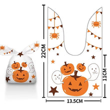 Load image into Gallery viewer, 10/20pcs Happy Halloween Rabbit Ear Plastic Bags Pumpkin Trick Or Treat Cookies DIY Packaging Supplies Kids Gift Baking Decor