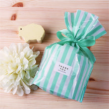 Load image into Gallery viewer, 10pcs Bow Stripe Dragee Black Box Gift Bags Wedding Candy Biscuits Snack Baking Package Plastic Packaging Event Party Supplies