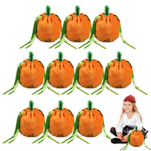 Load image into Gallery viewer, 10 Pcs Pumpkin Gift Bags Little Hallowee Gift Bags With Drawstring Thanksgiving Pumpkin Candy Bags For Gift Goodies Candy Snacks