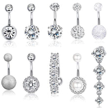 Load image into Gallery viewer, 10 Style Belly Button Rings for Women Men Stainless Steel Navel Rings CZ Body Piercing Jewery 14G