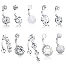 Load image into Gallery viewer, 10 Style Belly Button Rings for Women Men Stainless Steel Navel Rings CZ Body Piercing Jewery 14G