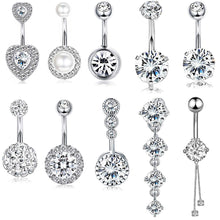 Load image into Gallery viewer, Sexy Halter Belly Button Ring Oreja 14G Double Round Cubic Zirconia 316L Surgical Steel Belly Piercing Jewelry