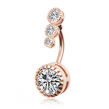 Load image into Gallery viewer, Sexy Halter Belly Button Ring Oreja 14G Double Round Cubic Zirconia 316L Surgical Steel Belly Piercing Jewelry