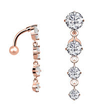 Load image into Gallery viewer, Sexy Halter Belly Button Ring Oreja 14G Double Round Cubic Zirconia 316L Surgical Steel Belly Piercing Jewelry