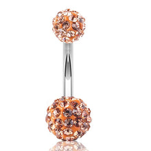 Load image into Gallery viewer, Sexy Halter Belly Button Ring Oreja 14G Double Round Cubic Zirconia 316L Surgical Steel Belly Piercing Jewelry