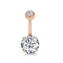 Load image into Gallery viewer, Sexy Halter Belly Button Ring Oreja 14G Double Round Cubic Zirconia 316L Surgical Steel Belly Piercing Jewelry