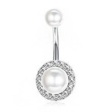 Load image into Gallery viewer, Sexy Halter Belly Button Ring Oreja 14G Double Round Cubic Zirconia 316L Surgical Steel Belly Piercing Jewelry