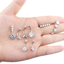 Load image into Gallery viewer, Sexy Halter Belly Button Ring Oreja 14G Double Round Cubic Zirconia 316L Surgical Steel Belly Piercing Jewelry
