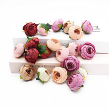 Load image into Gallery viewer, 100 Pieces tea buds rose Artificial flowers Wedding Home decoration accessories Diy Wrist flower Crafts Scrapbooking Photo props