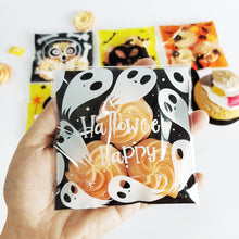 Load image into Gallery viewer, 100Pcs Halloween Plastic Bags Transparent Pumpkin Ghost Biscuit Candy Gift Bags for Halloween Party Decoration Supplies Gift Bag