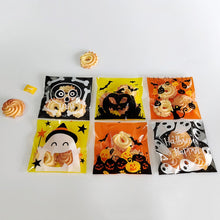 Load image into Gallery viewer, 100Pcs Halloween Plastic Candy Bag Skull Pumpkin Ghost Opp Transparent Gift Bag for Halloween Party Cookie Biscuit Packaging Bag