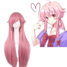 Load image into Gallery viewer, 100cm Anime Future Diary Gasai Yuno Wig Cosplay Wigs Playing Long Pink Hair Halloween 1:1 Wigs Cap