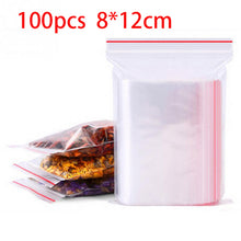 Load image into Gallery viewer, 100pcs/pack Resealable Zip Lock Bags Self Seal Clear Plastic Poly Bag Food Storage Package Reclosable Vacuum Fresh Bag