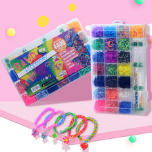Load image into Gallery viewer, 28 Grid Rainbow Rubber Band Ribbons Gifts for Girls DIY Handmade Bracelet Tool Kit Beaded Toys for Girls Stretch Craft Toy