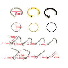 Load image into Gallery viewer, 14 Puncture Mixed Suit Stainless Steel L Ball Curved Nose Stud Pointed