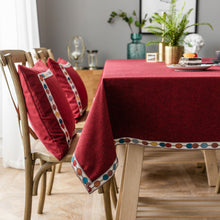 Load image into Gallery viewer, Linen Rectangular Tablecloth Jacquard Red Imitation Cotton Linen Christmas Table Cloth