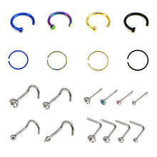 Load image into Gallery viewer, 20 Puncture Mixed Suit Stainless Steel Nose Nose Ring 7-Shaped Nose Stud