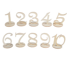 Load image into Gallery viewer, 10pcs 1-10/11-20 Wooden Table Numbers Set with Base Birthday Wedding Party Decor Gifts