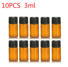 Load image into Gallery viewer, 10PCS 1/2/3/5ml Mini Essential Oil Bottle Jar Orifice Brown Reducer & Cap Refillable Bottles Glass Vials Cosmetic Containers