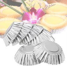 Load image into Gallery viewer, 10pcs Nonstick Ripple Aluminum Alloy Egg Tart Mold Flower Shape Reusable Cupcake and Muffin Baking Cup Tartlets Pans