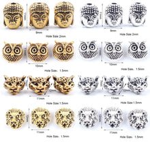 Load image into Gallery viewer, 10pcs Antique Owl Lion Buddha Leopard Head Spacer Beads Charm DIY Bracelets Necklace Beads for Jewelry Making Accessories