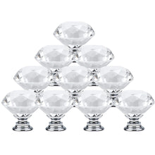 Load image into Gallery viewer, Doorknob 10Pcs/set 30mm Diamond Shape Design Crystal Glass Knobs Cupboard Drawer Pull Kitchen Cabinet Door Wardrobe Handles Hardware