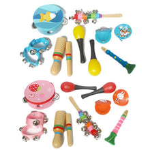 Load image into Gallery viewer, 10pcs Baby Kids Music Instrument Toys Set Rainbow Combination Wooden Early Childhood Education Toy Child Ring Bell Percussion