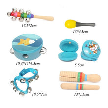 Load image into Gallery viewer, 10pcs Baby Kids Music Instrument Toys Set Rainbow Combination Wooden Early Childhood Education Toy Child Ring Bell Percussion